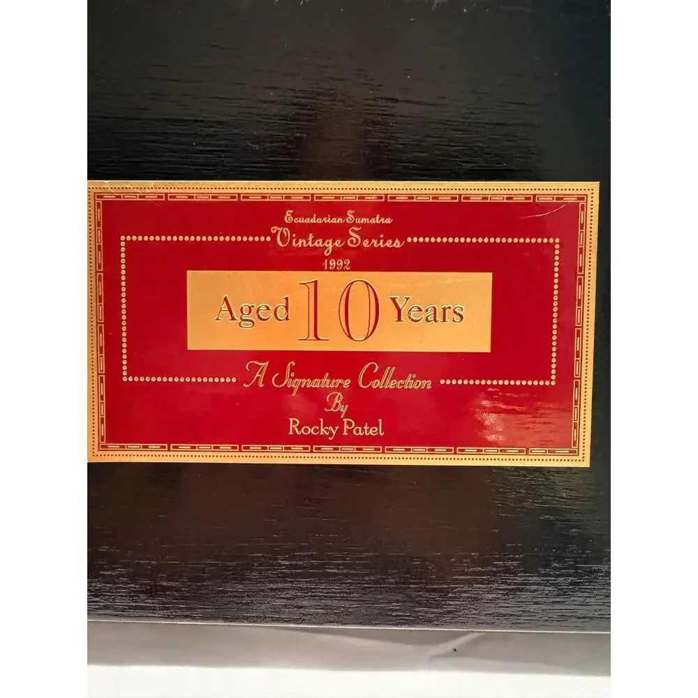 Rocky Patel Vintage 1992 Aged 10 Years Empty Wooden Cigar Box Black Lacquer